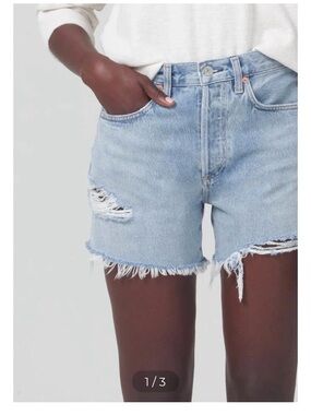Citizens Of Humanity Light Wash Distressed Denim Shorts